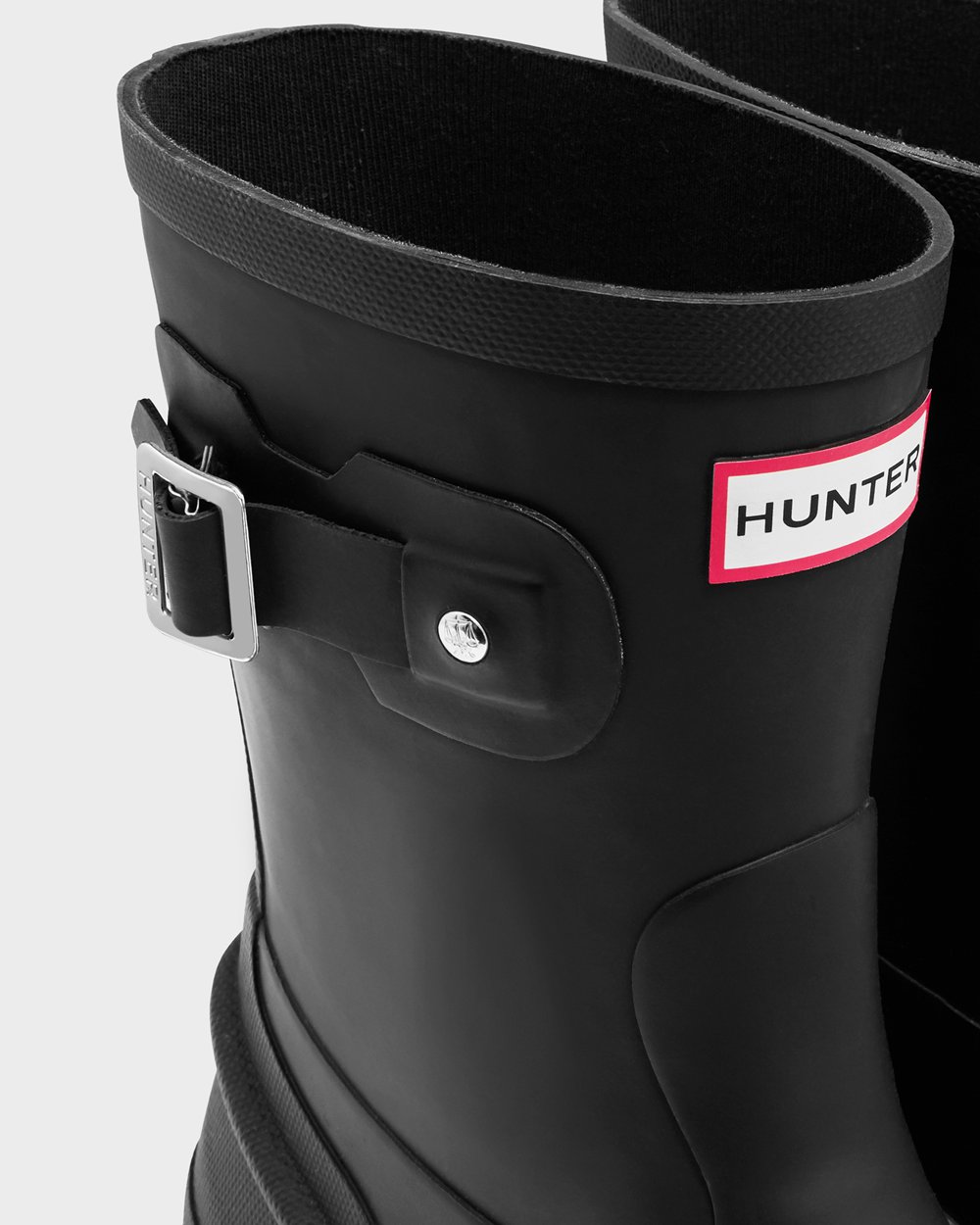 Men Hunter Original Moc Toe | Short Rain Boots Black | NZ-50621-UEFA